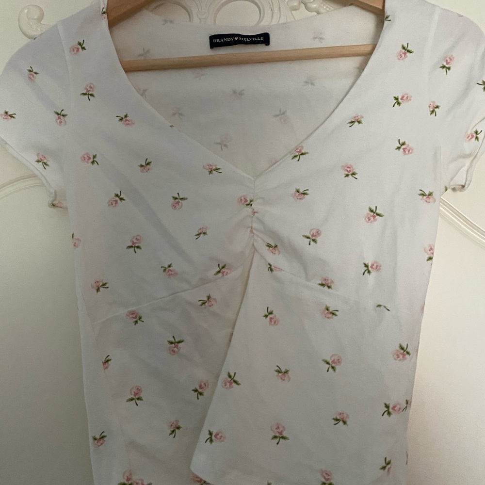 brandy melville gina white pink and green flowers